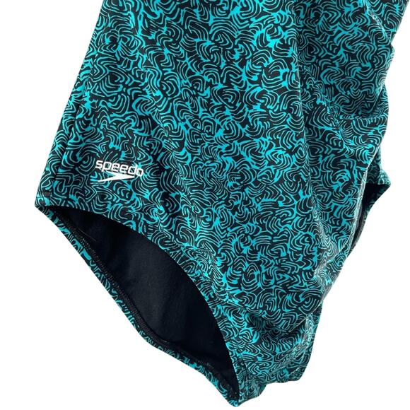 Speedo Turquoise & Black Tribal Pattern Classic 1 Piece Swimsuit High Support 8 - Picture 3 of 9